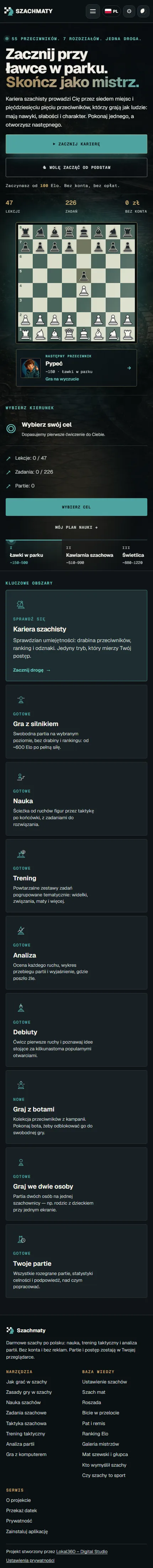 Szachmaty.pl na telefonie, pełny widok strony głównej