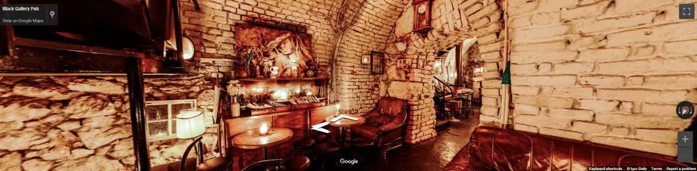 Black Gallery Pub Kraków spacer wirtualny Google 360