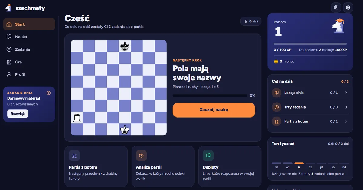 Szachmaty.pl, Aplikacja do nauki szachów · projekt własny