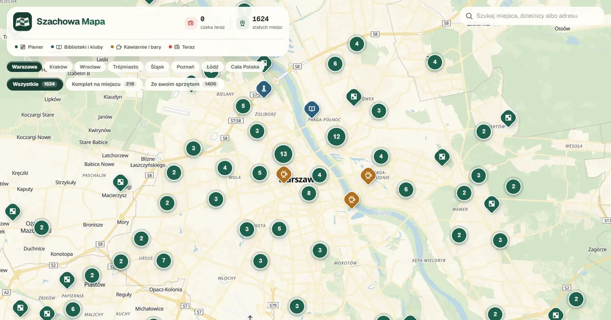 Szachowa Mapa, Ogólnopolska mapa miejsc szachowych · szachowamapa.pl