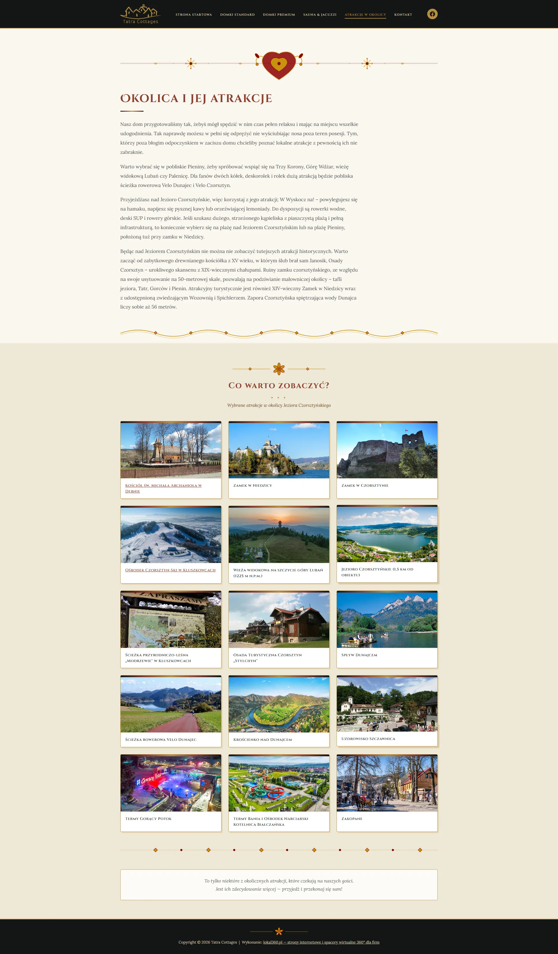 Strona internetowa Prowincja Tatra Cottages — atrakcje w okolicy Podhale