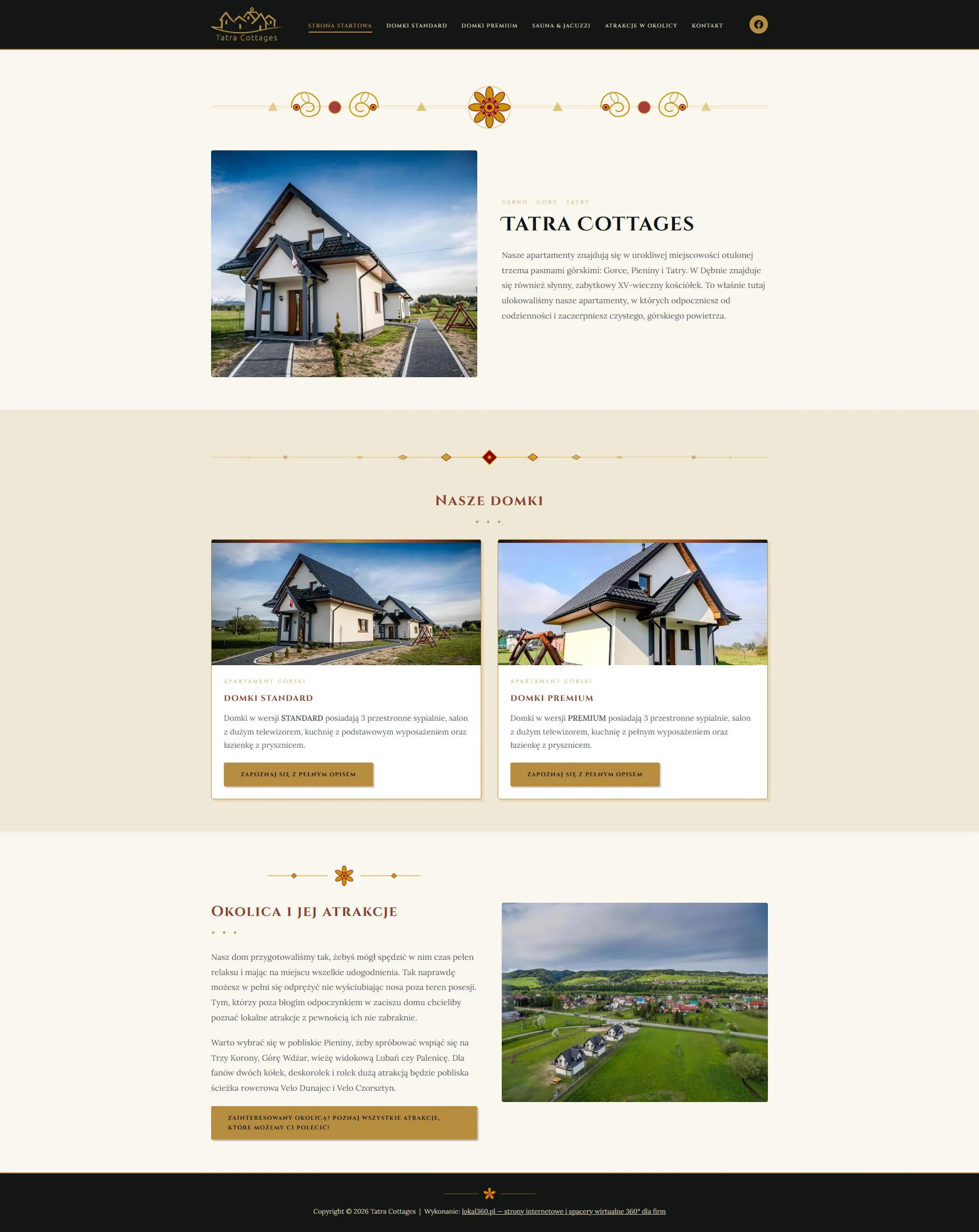 Strona internetowa Prowincja Tatra Cottages — domki wakacyjne Dębno k. Tatr