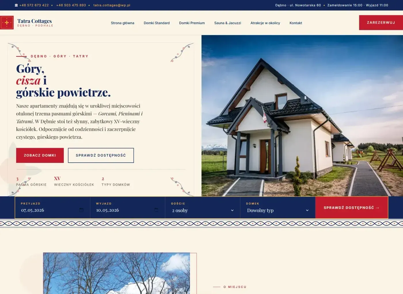 Сайт для дачных домиков Prowincja Tatra Cottages, пример проекта Lokal360