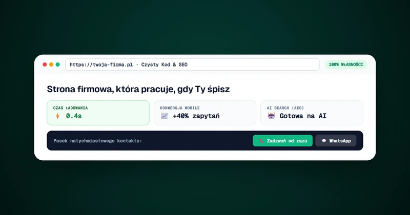 Strona www dla firmy zbierająca zapytania od klientów po godzinach pracy