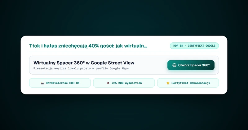 Wirtualny spacer 360 po sali restauracji z podziałem na strefy ciszy i komfortu