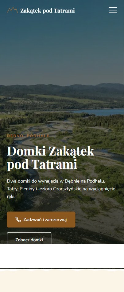 Strona Zakątek pod Tatrami — widok mobilny